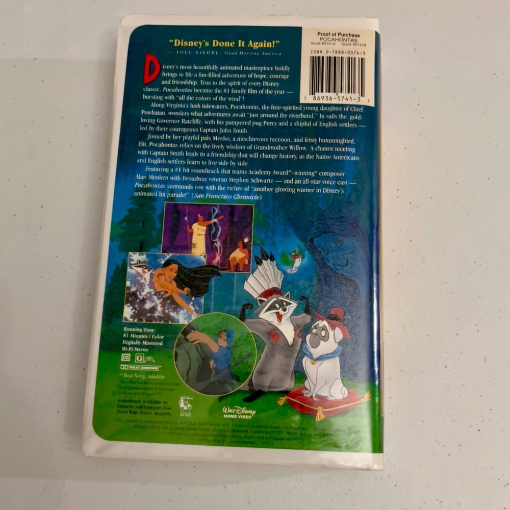 Disney’s Masterpiece Collection Pochahontas 5741 VHS Movie - Picture 2 of 14